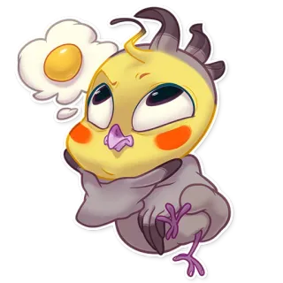 💭 Vogel, Ei, Denken, Süß, Aufkleber telegram sticker