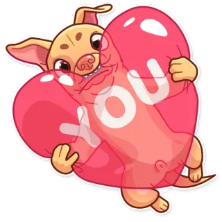 ❤️ YOU Hund, Herz, Liebe, süß, Cartoon, Umarmung, Valentinstag whatsapp sticker