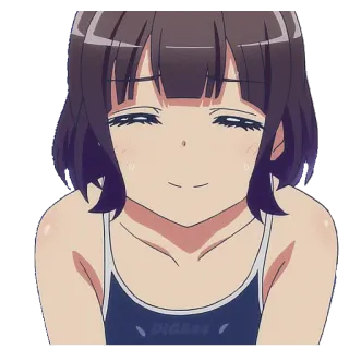 🙂 anime girl, swimsuit, smiling, cute, cartoon, character whatsapp sticker