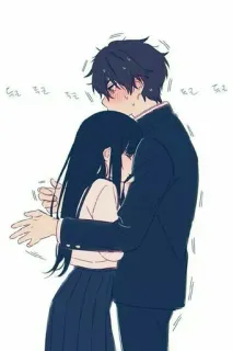 💗 Anime, Casal, Abraço, Romance, Amor, Uniforme escolar telegram sticker