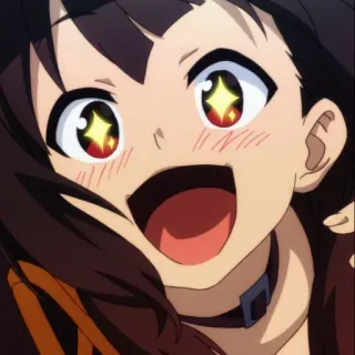 ✨ Fille anime, Joyeux, Mignon, Yeux brillants, Excité, Dessin animé telegram sticker