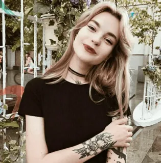 🐼 Frau, Tätowierung, Porträt, Mädchen, Person, weiblich telegram sticker