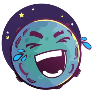 🤣 planeta, luna, riendo, gracioso, emoji, dibujos animados, estrellas, feliz whatsapp sticker