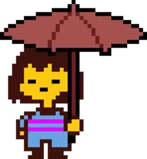 😑 Frisk Undertale juego, pixel, paraguas, lindo, indie whatsapp sticker