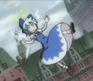😵 Cirno anime, garota, caindo, desenho animado telegram sticker