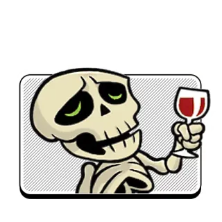 😏 skelet, drinken, wijn, cartoon, alcohol, feest, viering telegram sticker