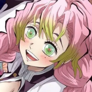 🌸 Mitsuri Kanroji Demon Slayer Anime, Manga, Demon Slayer, Mitsuri Kanroji, Hashira, Pilar del amor, Pelo rosa telegram sticker