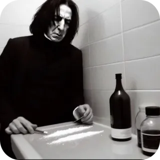 🙁 Severus Snape Harry Potter drug use, cocaine, snape, harry potter, alcohol telegram sticker