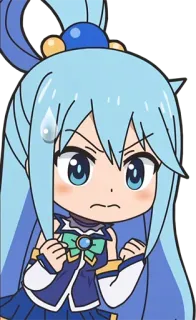 💪 Aqua KonoSuba anime, kawaii, cute, chibi, Aqua, KonoSuba whatsapp sticker