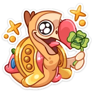 🤞 cartone animato, tartaruga, fortuna, trifoglio, stravagante, animale whatsapp sticker