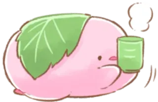 🤩 Mochi, Hoja, Japonés, Dulce, Kawaii, Lindo, Bebida, Matcha whatsapp sticker