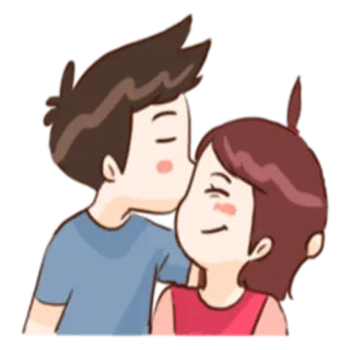 💑 couple, baiser, amour, romance, dessin animé telegram sticker