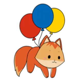 🎈 zorro, globos, animal, lindo, dibujos animados, pegatina telegram sticker