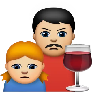 🍷 Emoji, Homem, Mulher, Triste, Bebida, Vinho telegram sticker