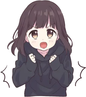 👍 Anime, Garota, Desenho animado, Animado(a), Moletom com capuz whatsapp sticker