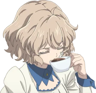☕️ Аниме, Женщина, Кофе, Напиток, Кружка, Мультфильм telegram sticker