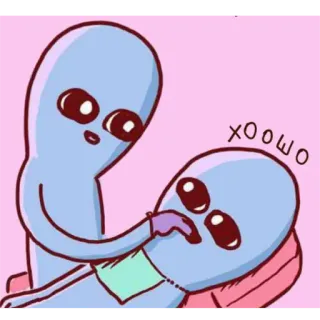 😬 хоошо Alien, Niedlich, Cartoon, Lustig, Blau, Gruß whatsapp sticker