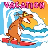 🏄 VACATION vacation, goat, surfing, beach, summer telegram sticker