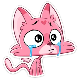 😭 gato, triste, chorando, rosa, desenho animado, adesivo, emocional telegram sticker
