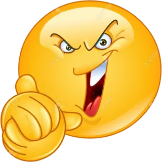 😈 Emoji, Enojado, Amarillo, Cara, Señalar telegram sticker