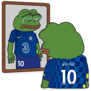 😭 Pulisic 페페 더 프로그, 밈, 축구, 축구, 풀리시치, 첼시 telegram sticker