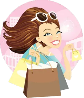 🛍 Shopping, Femme, Sacs, Mode, Style, Dessin animé telegram sticker
