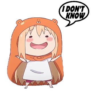 🙌 I DON'T KNOW animé, dessin animé, fille, sweat à capuche, expression, question, je ne sais pas whatsapp sticker