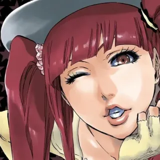 ⚔ Lisa Yadōmaru Bleach Anime, Manga, rude włosy, mrugnięcie, uśmiech telegram sticker