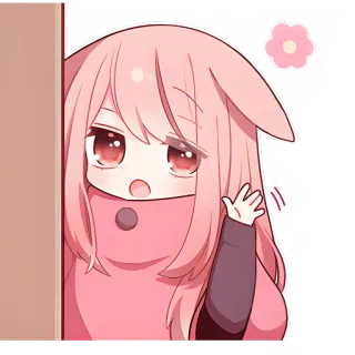 👋 Anime, Fofo, Rosa, Menina, Kawaii, Desenho animado whatsapp sticker