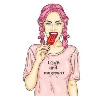 🍦 Love and ice cream glace, femme, amour, nourriture, dessert, rose, popsicle, fille telegram sticker