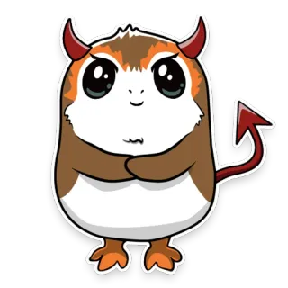 😈 波格鸟, 恶魔, 可爱, 卡通, 贴纸, 卡哇伊 whatsapp sticker