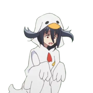 😧 Аниме, Девушка, Мультфильм, Милый, Курица, Худи, Пингвин, Талисман telegram sticker