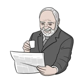 😅 homme, journal, café, lecture, costume telegram sticker