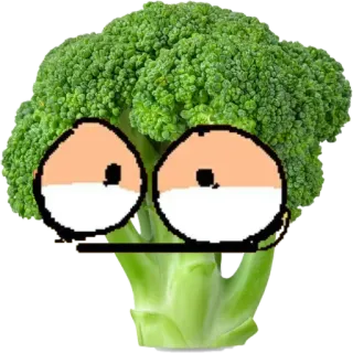 😨 brócolis, legume, desenho animado, comida, olhos, engraçado telegram sticker