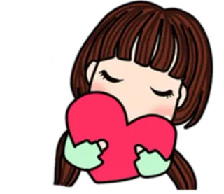 ❤ coração, amor, menina, desenho animado, fofo telegram sticker