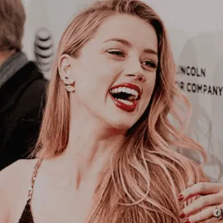 🥀 Amber Heard actress, smile, red lipstick, celebrity, woman telegram sticker