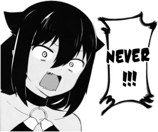 🙅‍♀️ NEVER !!! Anime, Manga, Catgirl, Nunca, Exclamación, Impactado, Enojado telegram sticker