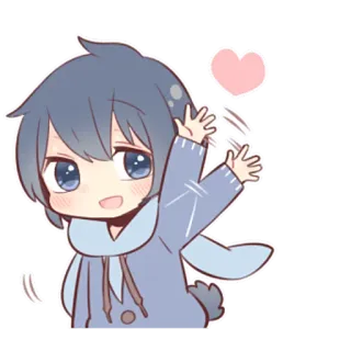 👋 치비, 귀여운, 애니메이션, 카와이, 하트, 만화, 목도리 telegram sticker