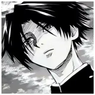 🗯 Anime, Manga, Porträt, Junge, Illustration, Schwarzweiß whatsapp sticker