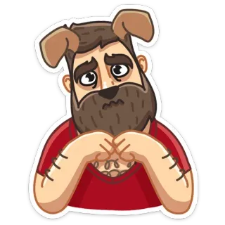 🐶 hombre, perro, triste, dibujo animado, sticker, barbudo, animal whatsapp sticker
