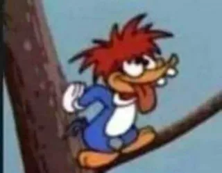 🤪 Woody Woodpecker 만화, 새, 빨간 머리, 애니메이션, 웃긴 telegram sticker