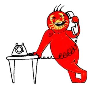 📞 rojo, teléfono, cangrejo, escritorio, retro, dibujos animados telegram sticker