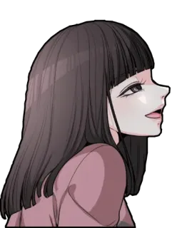 😉 mulher, menina, retrato, anime, ilustração, desenho animado telegram sticker