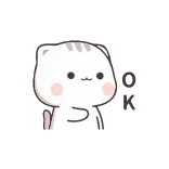 👌 gato, lindo, dibujos animados, animal, kawaii, mochi telegram sticker