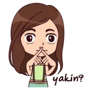 🤔 yubist dibujos animados, chica, sticker, yubist, personaje whatsapp sticker