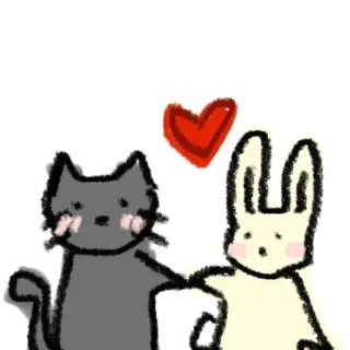💞 кот, кролик, животные, любовь, милый, дружба, сердце telegram sticker