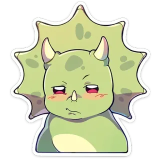 😒 공룡, 트리케라톱스, 만화, 웃긴, 귀여운 telegram sticker