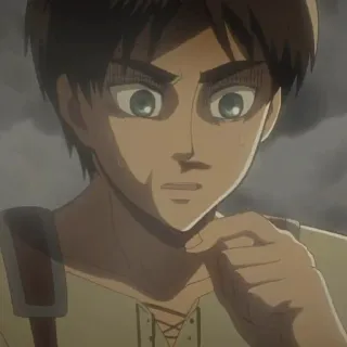 🗡 Eren Yeager Attack on Titan Anime, Mangá, Eren Yeager, Ataque dos Titãs, Personagem, assustado, chocado whatsapp sticker
