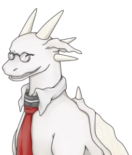 😁 dragón, furry, antropomórfico, gafas, corbata roja, blanco whatsapp sticker