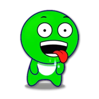 😋 green cartoon, cartoon character, sticker, playful, funny telegram sticker